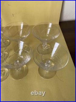 Vintage Tiffin Franciscan Etched Crystal Champagne Tall Sherbet Glasses Set of T