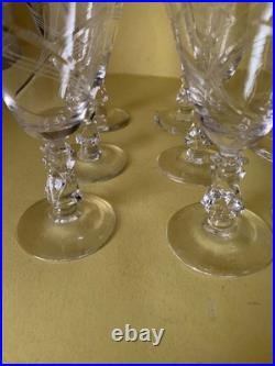 Vintage Tiffin Franciscan Etched Crystal Champagne Tall Sherbet Glasses Set of T