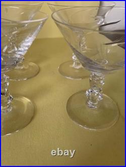 Vintage Tiffin Franciscan Etched Crystal Champagne Tall Sherbet Glasses Set of T