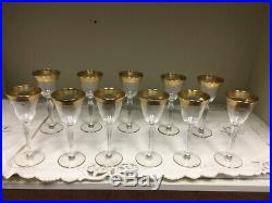 Vintage Tiffin Rambler Rose After Dinner Wine Goblets with gold rim set of 11