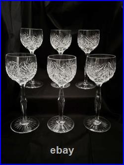 Vintage Waterford Crystal Clare Wine Hock Glasses 7-3/8 Fine Stemware Set Of 6