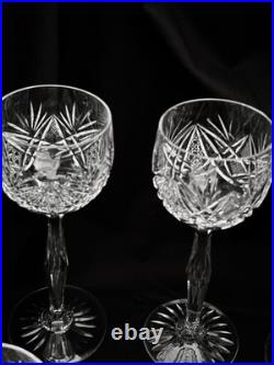 Vintage Waterford Crystal Clare Wine Hock Glasses 7-3/8 Fine Stemware Set Of 6