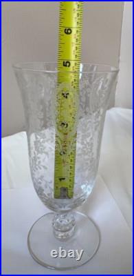 Vintage etched glass goblets with floral patterns perfect crystal. Set