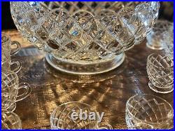 Vintage huge FOSTORIA punch bowl party glass with ladle + 22 cups American set