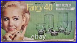 Vntg Federal Fancy 40 Crystal Glassware Set (- 1 Juice Glass) Pre-1971 FEGFAF