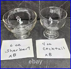 Vntg Federal Fancy 40 Crystal Glassware Set (- 1 Juice Glass) Pre-1971 FEGFAF