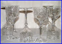 Vtg Antique Fabulous Set (8) Victorian CUT CRYSTAL WINE STEMS/GLASSES Very Fine