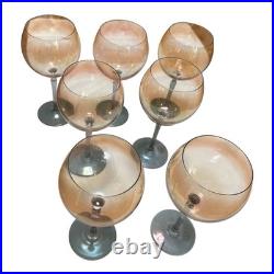 Vtg Colony Brigitte Iridescent Water Goblets Bohemia Czech TwoTone 8 1/4 Set 7