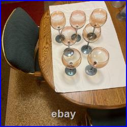 Vtg Colony Brigitte Iridescent Water Goblets Bohemia Czech TwoTone 8 1/4 Set 7