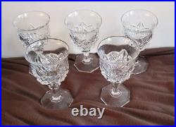 Vtg Crystal Goblets Mc Kee Glassware Set of 5 Glasses Footed 3 3/4 in. Tall