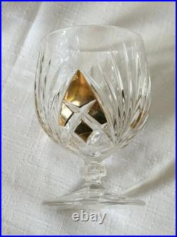 Vtg Nachtmann Palais Gold Trim Cut Crystal Water Goblets Glasses Set of 6