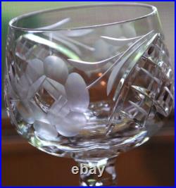 Vtg Set 11 HOCK WINE GLASSES Hand Cut Crystal ROSE & ARCH Cut Stem & Foot SUPERB