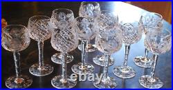 Vtg Set 11 HOCK WINE GLASSES Hand Cut Crystal ROSE & ARCH Cut Stem & Foot SUPERB