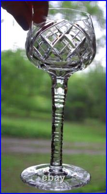 Vtg Set 11 HOCK WINE GLASSES Hand Cut Crystal ROSE & ARCH Cut Stem & Foot SUPERB
