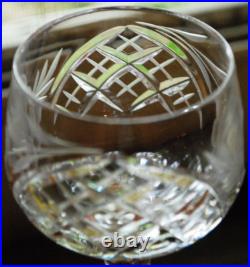 Vtg Set 11 HOCK WINE GLASSES Hand Cut Crystal ROSE & ARCH Cut Stem & Foot SUPERB