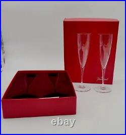 Vtg Set 2 Baccarat France Crystal Dom Perignon Champagne Flute Glasses 9 1/4