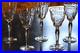 Vtg Set 5 MORGANTOWN Optic Wine/Cordial Glasses CUT FLORAL W CUT STEM & FOOT