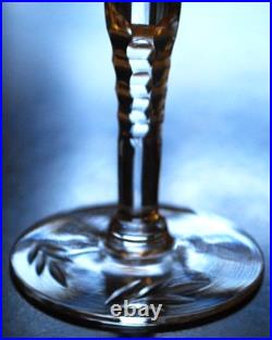 Vtg Set 5 MORGANTOWN Optic Wine/Cordial Glasses CUT FLORAL W CUT STEM & FOOT