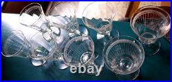 Vtg Set 8 MORGANTOWN NEEDLE ETCHED Wine Glasses OPTIC/VERTICAL STRIPES c1910