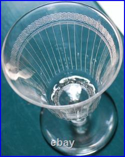 Vtg Set 8 MORGANTOWN NEEDLE ETCHED Wine Glasses OPTIC/VERTICAL STRIPES c1910 Vtg Set 8 MORGANTOWN NEEDLE ETCHED Wine Glasses OPTIC/VERTICAL STRIPES c1910