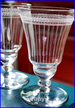 Vtg Set 8 MORGANTOWN NEEDLE ETCHED Wine Glasses OPTIC/VERTICAL STRIPES c1910 Vtg Set 8 MORGANTOWN NEEDLE ETCHED Wine Glasses OPTIC/VERTICAL STRIPES c1910