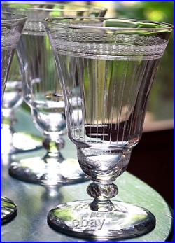 Vtg Set 8 MORGANTOWN NEEDLE ETCHED Wine Glasses OPTIC/VERTICAL STRIPES c1910 Vtg Set 8 MORGANTOWN NEEDLE ETCHED Wine Glasses OPTIC/VERTICAL STRIPES c1910