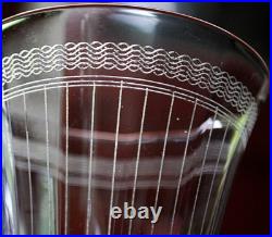 Vtg Set 8 MORGANTOWN NEEDLE ETCHED Wine Glasses OPTIC/VERTICAL STRIPES c1910 Vtg Set 8 MORGANTOWN NEEDLE ETCHED Wine Glasses OPTIC/VERTICAL STRIPES c1910