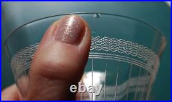 Vtg Set 8 MORGANTOWN NEEDLE ETCHED Wine Glasses OPTIC/VERTICAL STRIPES c1910 Vtg Set 8 MORGANTOWN NEEDLE ETCHED Wine Glasses OPTIC/VERTICAL STRIPES c1910