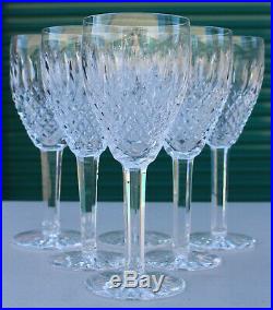 Vtg Waterford Crystal Castlemaine Glass Wine Champagne 7 3/8 Stem Flute Set 6