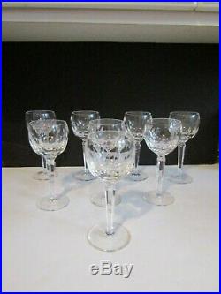 Vtg Waterford KATHLEEN Crystal Wine Hock Glasses w Cut Oval Thumbprints Set of 8
