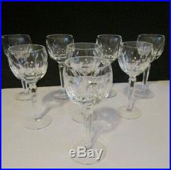 Vtg Waterford KATHLEEN Crystal Wine Hock Glasses w Cut Oval Thumbprints Set of 8