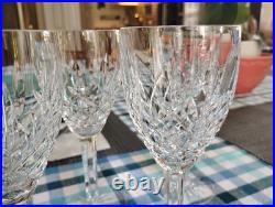 WATERFORD ARAGLIN CRYSTAL SET OF 4 WINE GLASSES 7 1/8 Excellent Used Condition