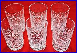WATERFORD CLARE CRYSTAL SET OF 6 10oz TUMBLER GLASSES