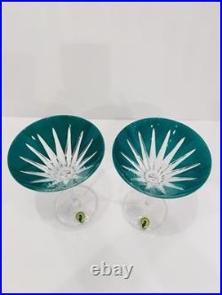 WATERFORD CRYSTAL Green Martini glasses Set of 2 Firework New Year Collection