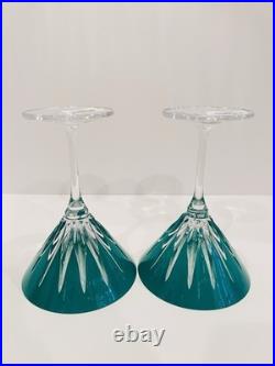 WATERFORD CRYSTAL Green Martini glasses Set of 2 Firework New Year Collection