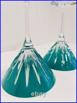 WATERFORD CRYSTAL Green Martini glasses Set of 2 Firework New Year Collection