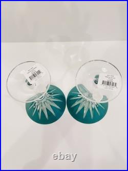 WATERFORD CRYSTAL Green Martini glasses Set of 2 Firework New Year Collection