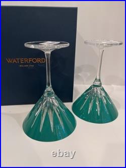 WATERFORD CRYSTAL Green Martini glasses Set of 2 Firework New Year Collection