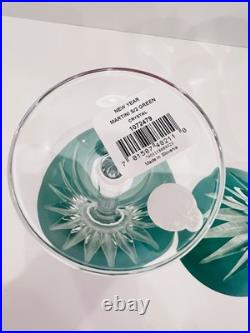 WATERFORD CRYSTAL Green Martini glasses Set of 2 Firework New Year Collection
