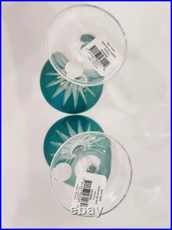 WATERFORD CRYSTAL Green Martini glasses Set of 2 Firework New Year Collection