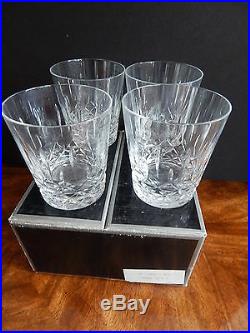 WATERFORD CRYSTAL LISMORE DOF Boxed Set of Four (4) WHISKEY / ROCKS GLASSES