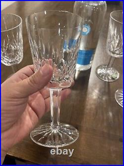 WATERFORD CRYSTAL Lismore 6-7/8 Water Goblet/Wine Glasses IRELAND set of 6 Nice