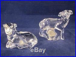 WATERFORD CRYSTAL Nativity Set of 2 Lambs / Sheep EXCELLENT with STICKER