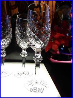WATERFORD CRYSTAL POWERSCOURT PATTERN SET 4 CHAMPAGNE FLUTES glasses stems