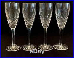 WATERFORD Crystal ARAGLIN Set Of 4 CHAMPAGNE FLUTES Glasses 8 1/2 PERFECT