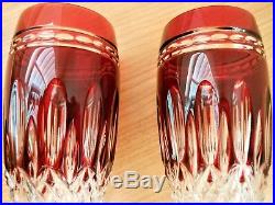 WATERFORD Crystal CLARENDON Claret Red Champagne Flutes Set of 2 NEW VALENTINES