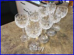 WATERFORD Ireland Wine Hock Crystal Glass Goblets Stems LISMORE 7.5 Set of 8