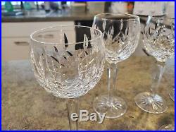 WATERFORD Ireland Wine Hock Crystal Glass Goblets Stems LISMORE 7.5 Set of 8