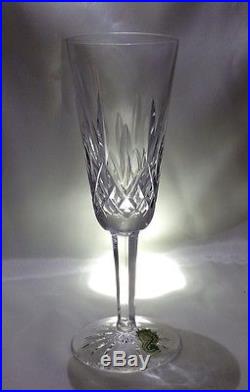 WATERFORD LISMORE SET OF 6 CRYSTAL CHAMPAGNE FLUTES 7 1/4 With TAGS AND WATERMARK