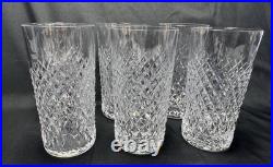 Waterford 5 5/8 Alana Crystal Highball Tumblers 12 oz Set of 6 Signed Ireland